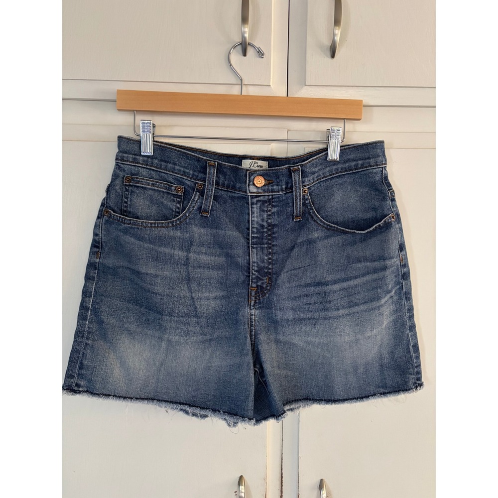 J.Crew High Rise Denim Shorts Blue Raw Hem Size 30